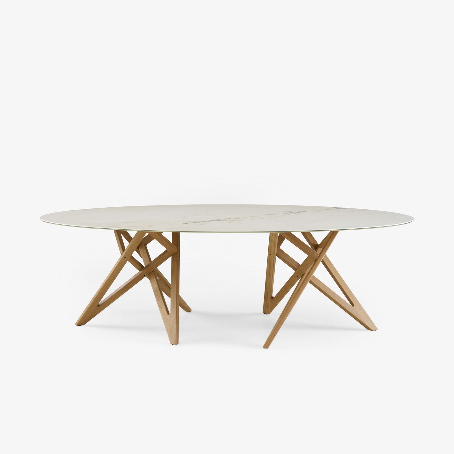 ENNÉA - Oval dining table in porcelain stoneware マーブル効果