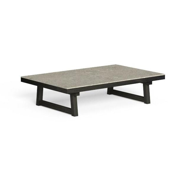 Alabama/Wood - Sled Base Porcelain Stoneware Coffee Table With Iroko Frame by Talenti #Palissandro - Sand Limestone
