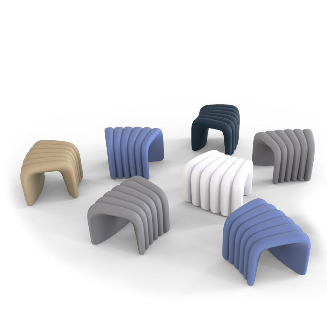 RIVER SNAKE - 連結装置付きポリウレタン製スツール、難燃性パッド入り