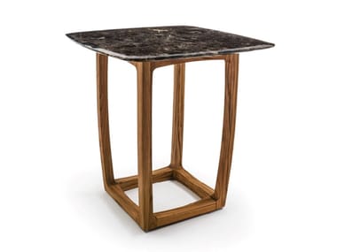 BUNGALOW BAR - Square garden table with teak base and marble top by Riva 1920