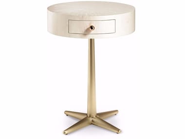 CITY TAMBURINO - Round wooden bedside table with drawers by Cantori