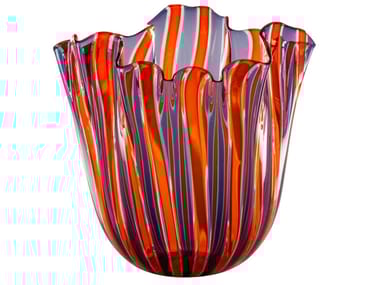 FAZZOLETTO A CANNE - Handmade blown glass vase by Venini