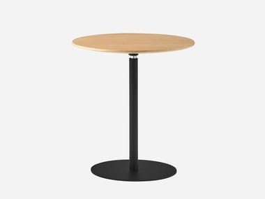 NUME - Round height-adjustable oak coffee table by Inclass