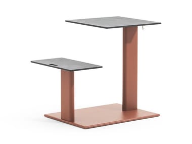 PLINTO SIT&EAT - Garden table with integrated seat in aluminum and hpl by Varaschin