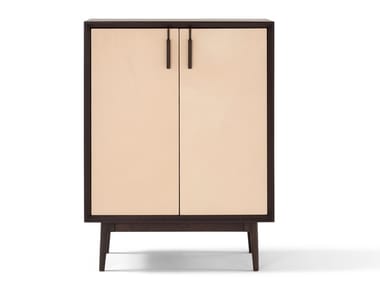 THEO - Wooden and leather highboard with doors by Amura