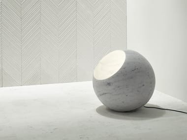 URANO - Carrara marble floor lamp by Salvatori