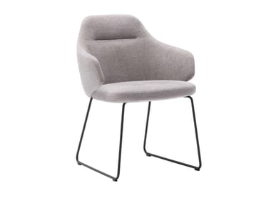 BINAR 60 - Sled base upholstered fabric chair with armrests by Inclass