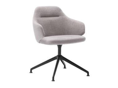 BINAR 60 - Swivel trestle-based fabric chair with armrests by Inclass