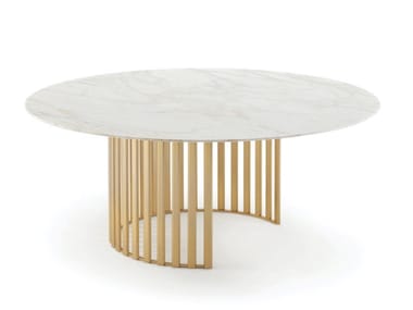 ROMA - Round marble and metal table by Turri