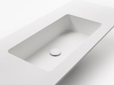 ROUNDLUX H1 - Ceramilux® washbasin with integrated countertop by Falper