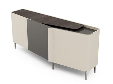 ZENIT - Sideboard with hinged door covered in leather by Turri