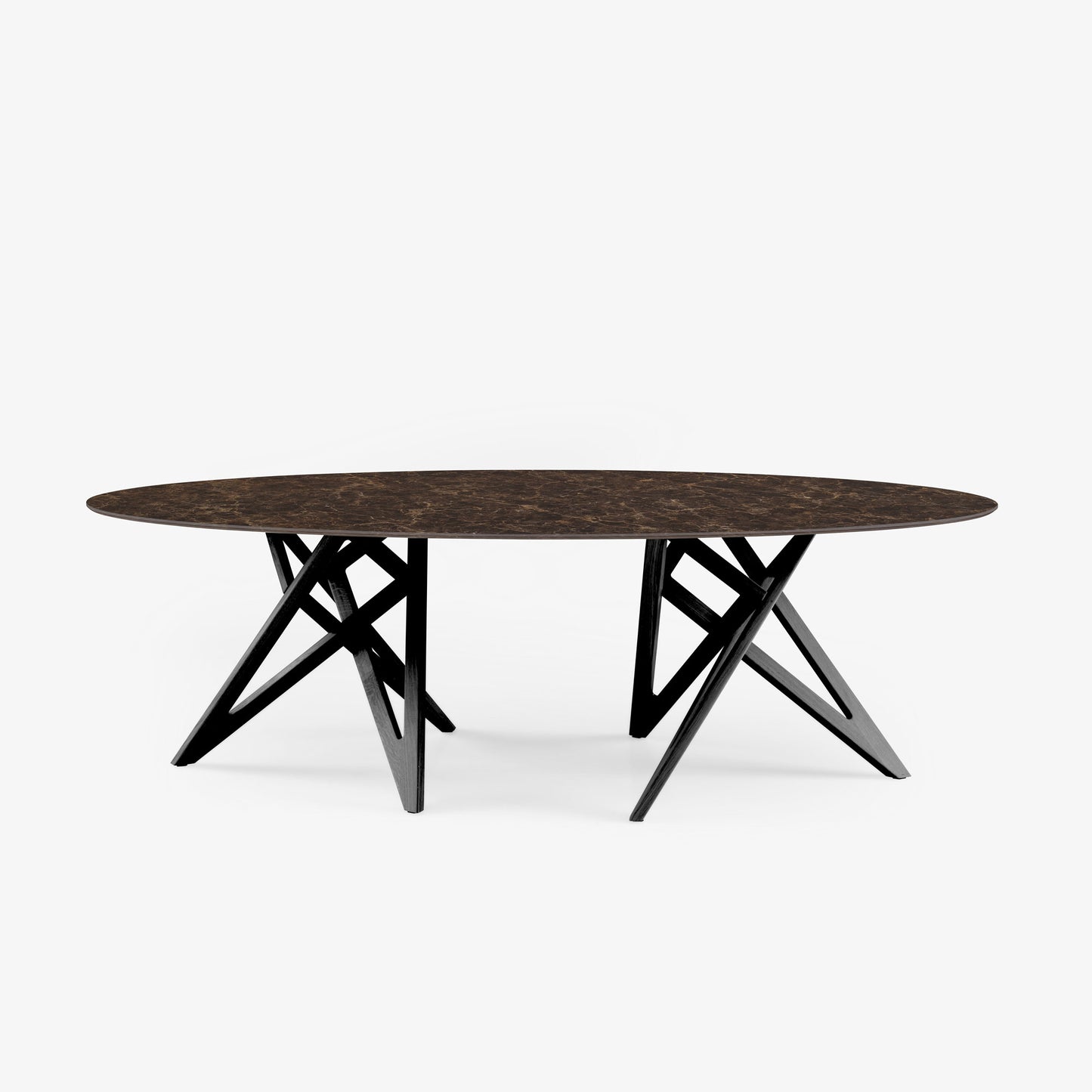ENNÉA - Oval dining table in porcelain stoneware マーブル効果