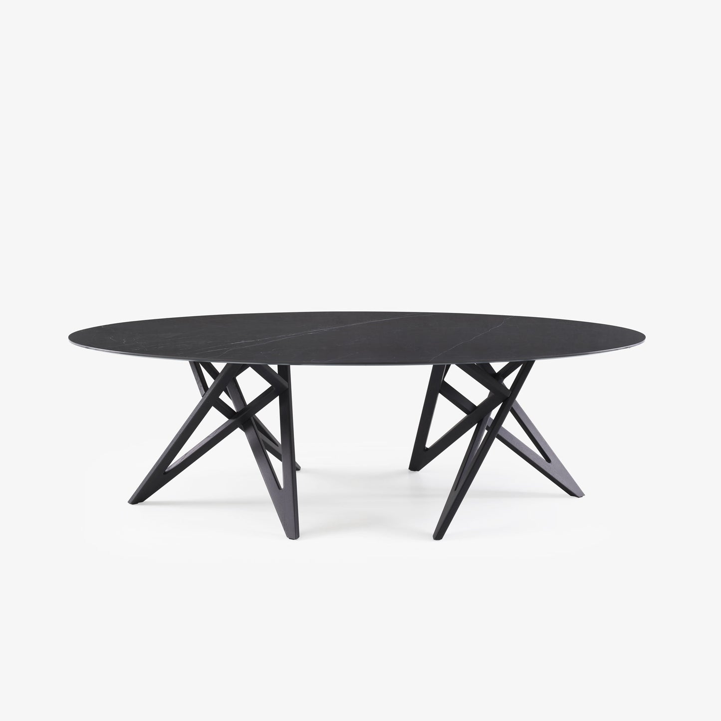 ENNÉA - Oval dining table in porcelain stoneware マーブル効果