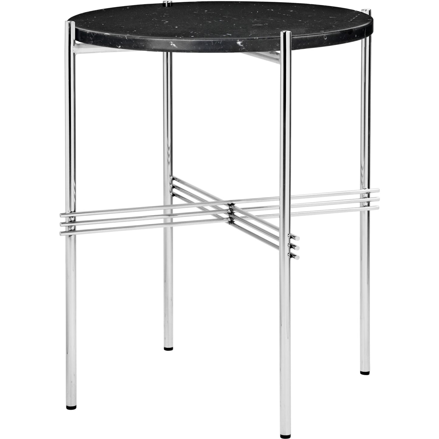 TS Side Table Round Ø40 by GUBI #Polished Steel/Black Marquina Marble
