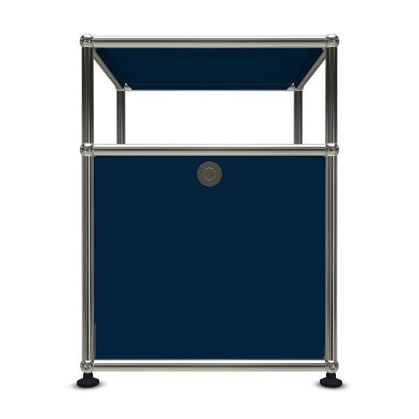 1x2 Modular Metal Sidetable with 1 bottom door & 1 pannel [W395XD350XH(350+175)] by Usm #Steel Blue [RAL 5011]