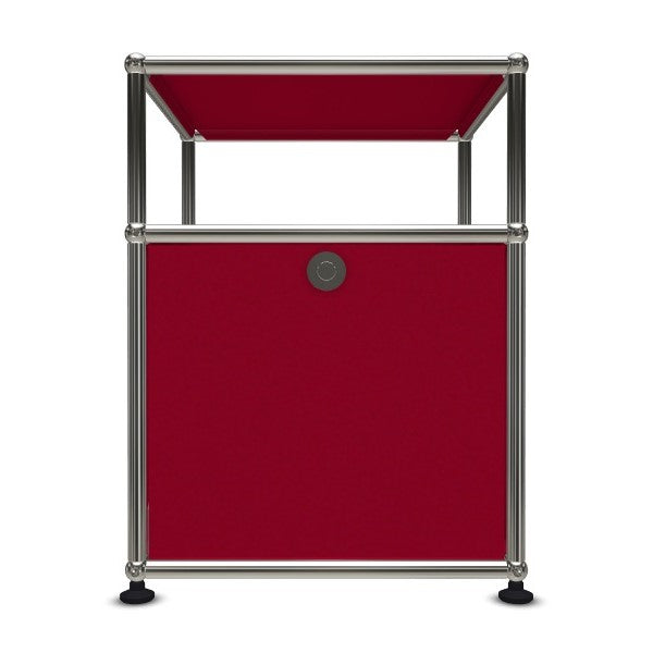 1x2 Modular Metal Sidetable with 1 bottom door & 1 pannel [W395XD350XH(350+175)] by Usm #USM Ruby Red