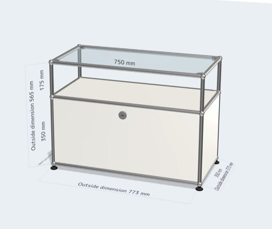 1x2モジュール（下部1つはドロップダウン扉、1つはガラスパネル）[W750XD350XH(350+175)]