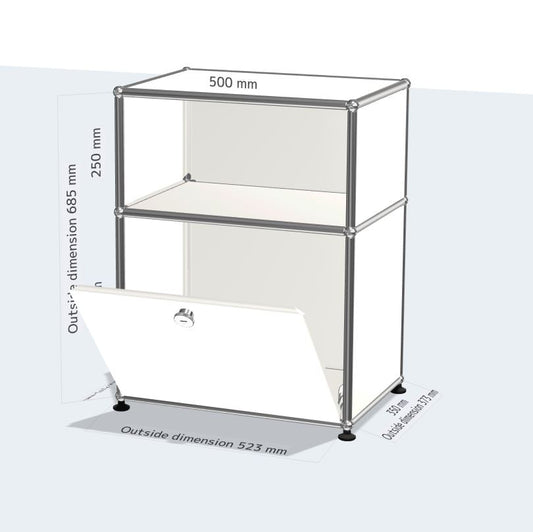 1x2モジュール（下部1枚ドロップダウン扉＆3枚パネル）[W500XD350XH(395+250)]
