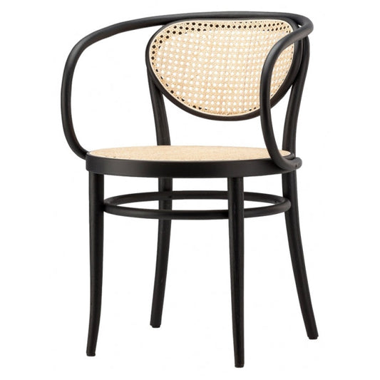 210 R - 籐張り座面と背もたれ付きチェア