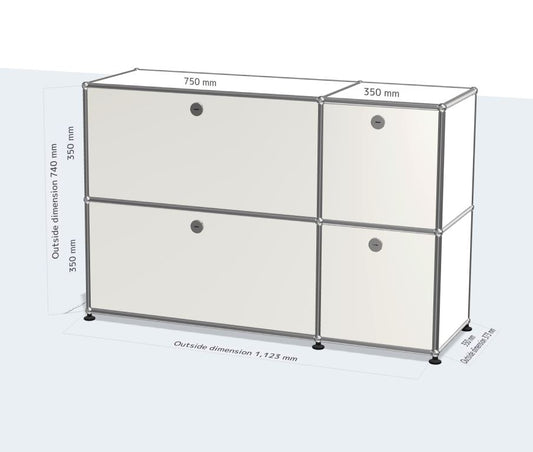 2x2 モジュール サイドボード (4 ドア) [W(750+350)XD350XH(350+350)]