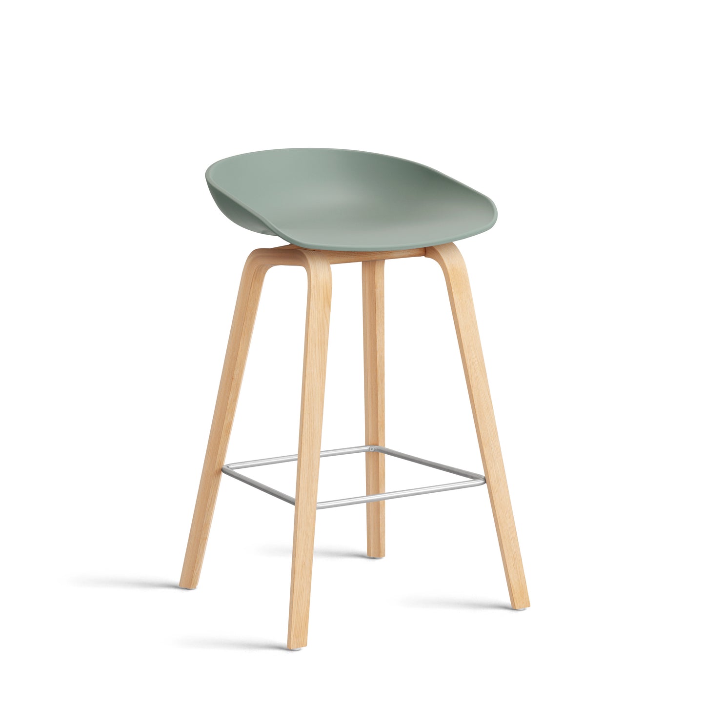 About A Stool Aas 32 by Hay #Polypropylene | Fall Green/Oak | Soaped/Stainless Steel