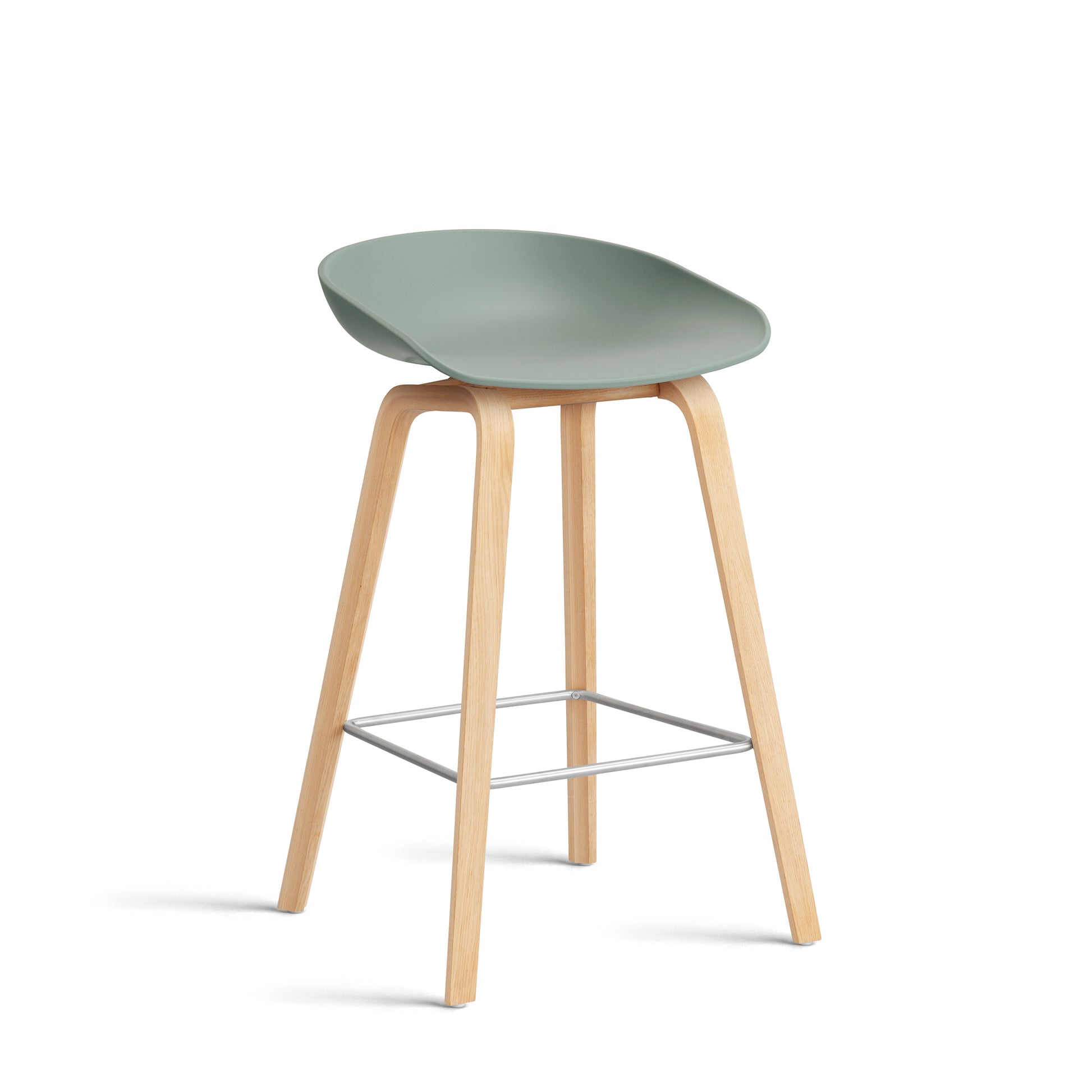 About A Stool Aas 32 by Hay #Polypropylene | Fall Green/Oak | Soaped/Stainless Steel