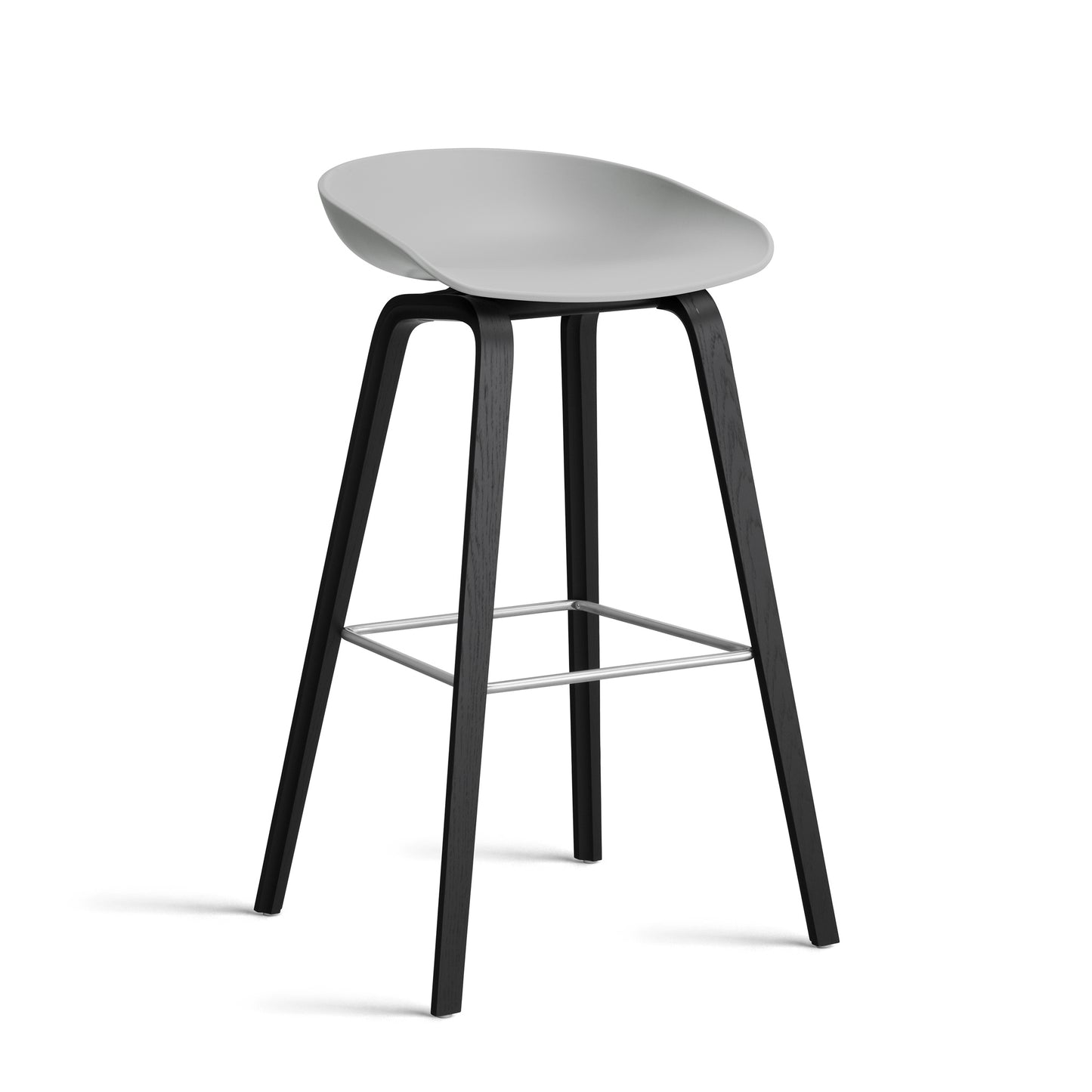 About A Stool Aas 32 by Hay #Polypropylene | Concrete Grey/Oak | Black Water-Based Lacquered/Stainless Steel