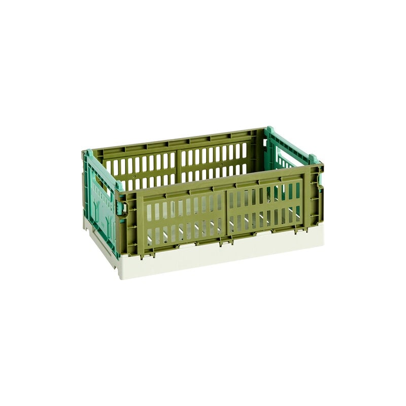 Colour Crate Mix by HAY #S, recycled plastic, olive - dark mint #