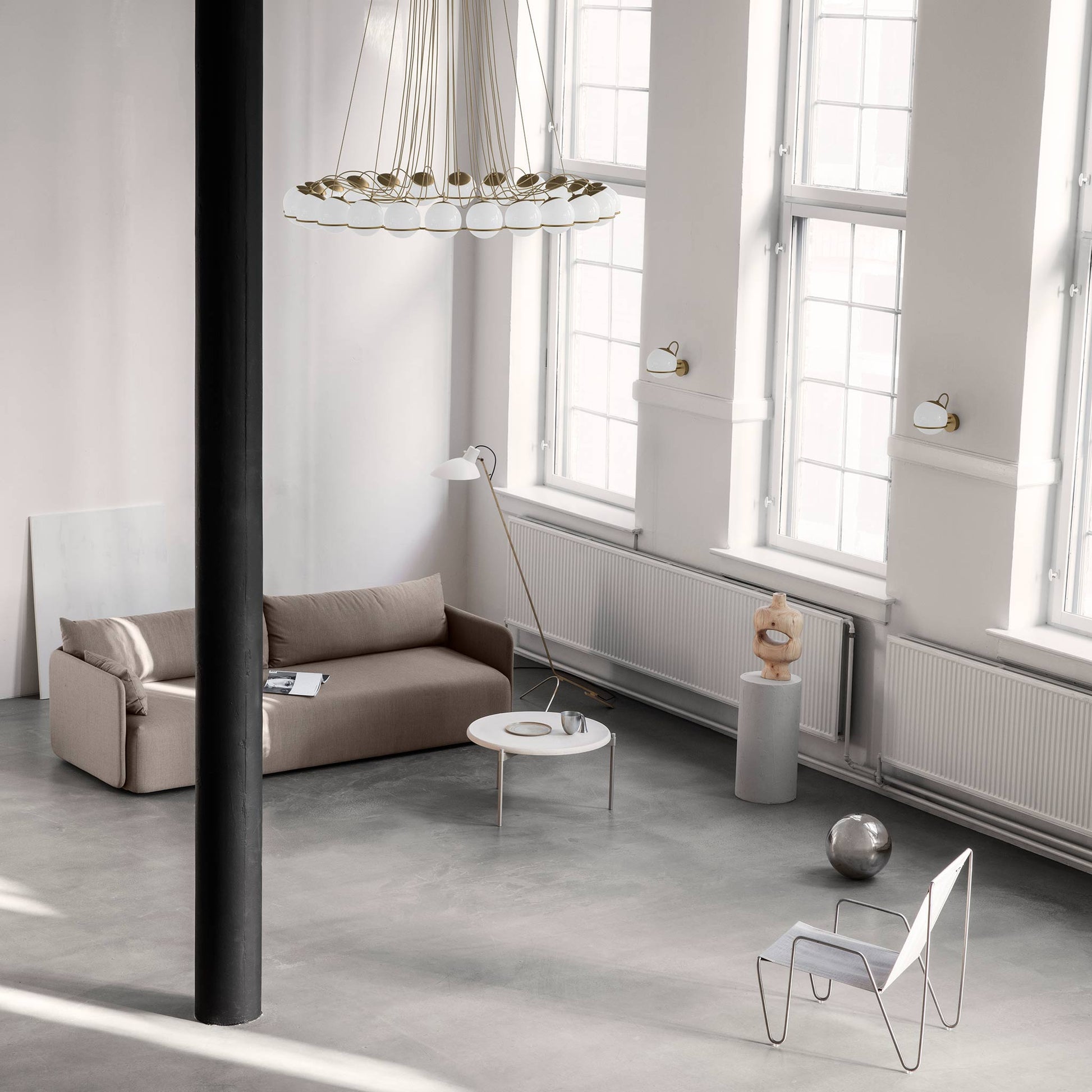 Wall Lamp Model 237/1 by Astep #1 Opaline Sphere (14cm Diameter) / Champagne Mount