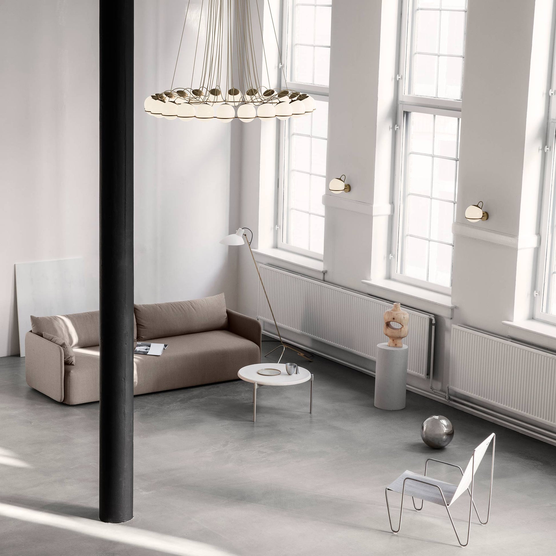 Wall Lamp Model 237/1 by Astep #1 Opaline Sphere (14cm Diameter) / Champagne Mount