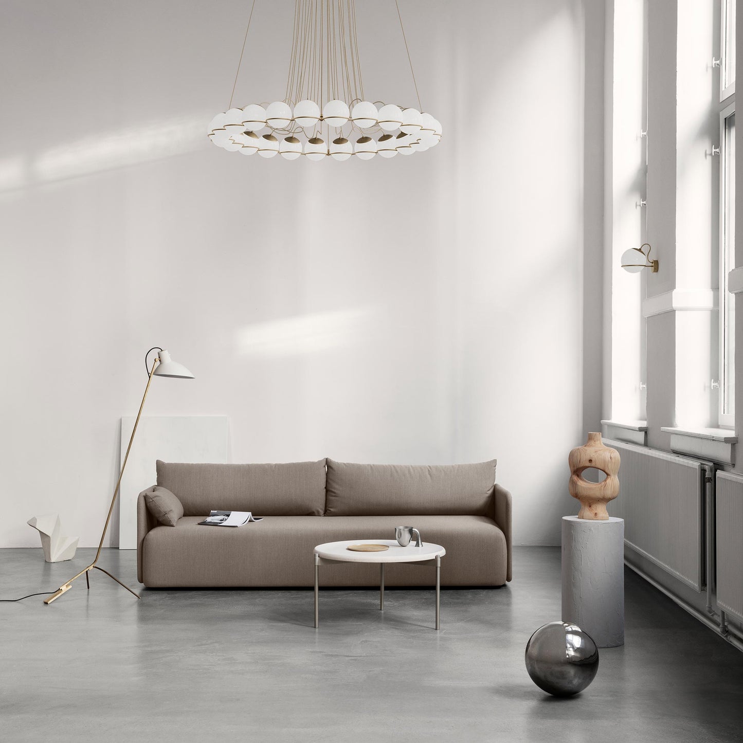 Wall Lamp Model 237/1 by Astep #1 Opaline Sphere (14cm Diameter) / Champagne Mount