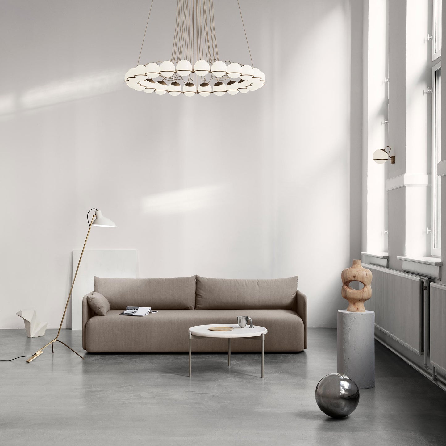 Wall Lamp Model 237/1 by Astep #1 Opaline Sphere (14cm Diameter) / Champagne Mount