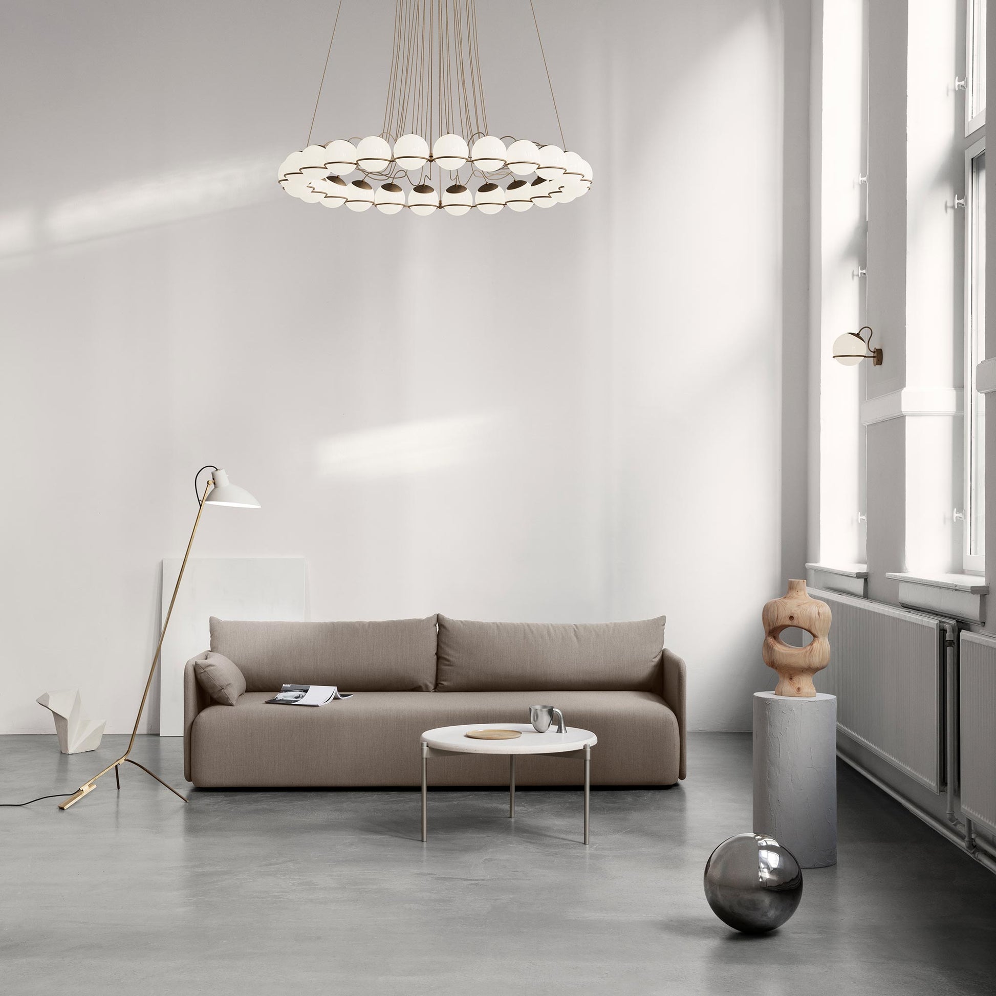 Wall Lamp Model 237/1 by Astep #1 Opaline Sphere (14cm Diameter) / Champagne Mount