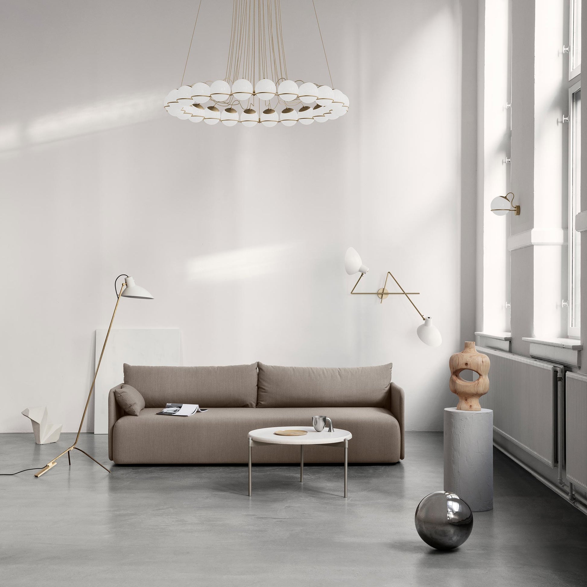 Wall Lamp Model 237/1 by Astep #1 Opaline Sphere (14cm Diameter) / Champagne Mount