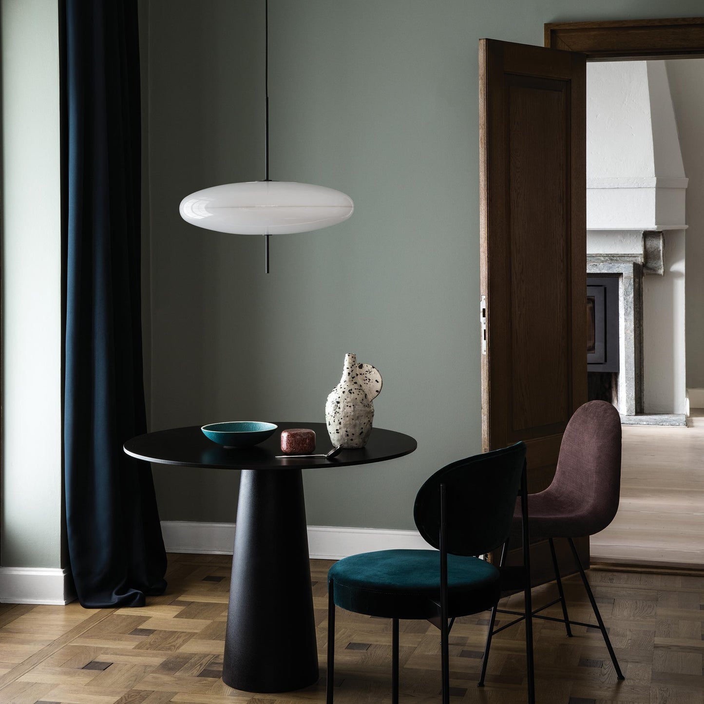 Suspension Lamp Model 2065 by Astep #White Diffuser / Black Hardware / Black Cable