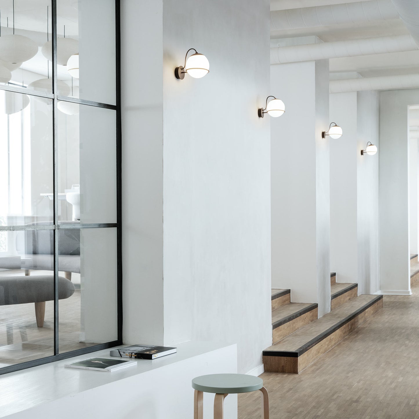 Wall Lamp Model 237/1 by Astep #1 Opaline Sphere (14cm Diameter) / Champagne Mount