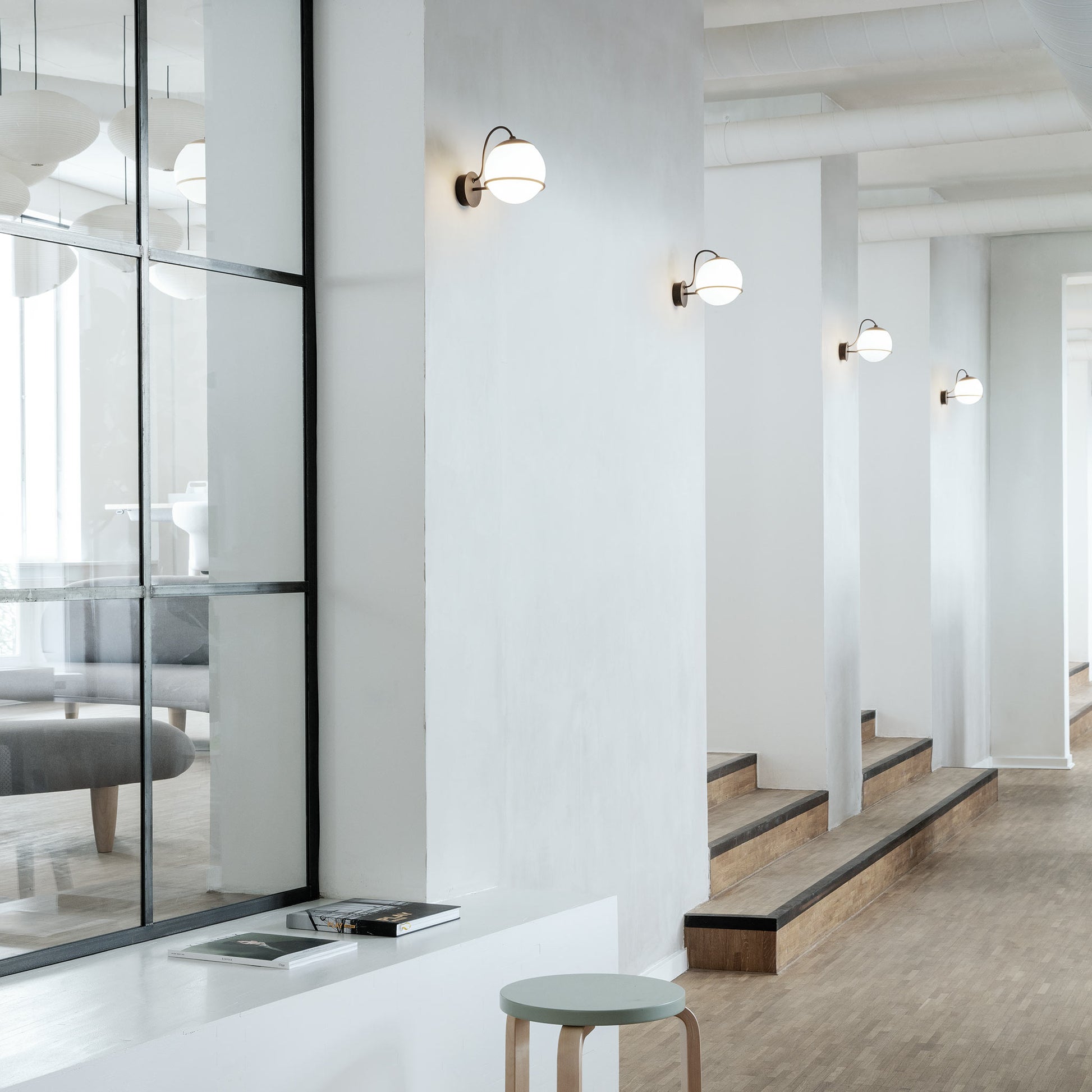 Wall Lamp Model 237/1 by Astep #1 Opaline Sphere (14cm Diameter) / Champagne Mount