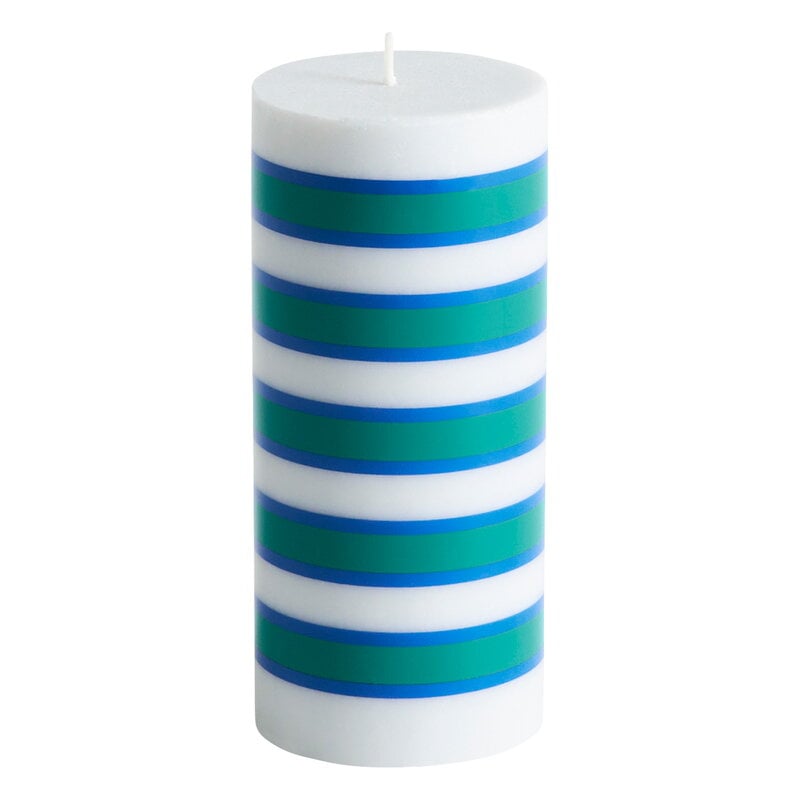 Column candle by HAY #S, light grey - blue - green #
