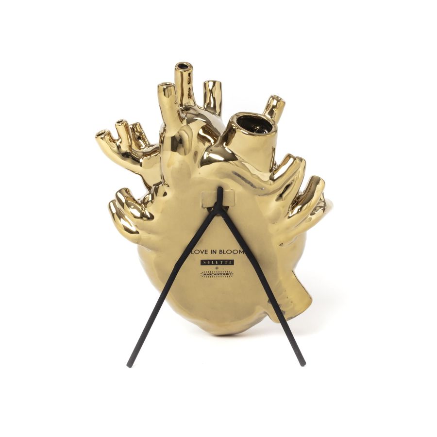 Fine Porcelain Vase Love in Bloom Heart by Seletti #Gold