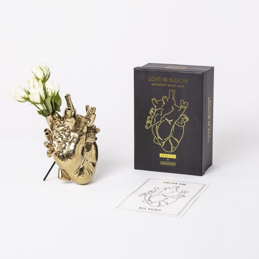 Fine Porcelain Vase Love in Bloom Heart by Seletti #Gold