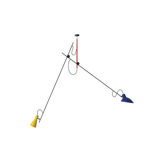 Suspension Lamp VV Cinquanta by Astep #Mondrian Structure / Blue and Yellow Reflectors