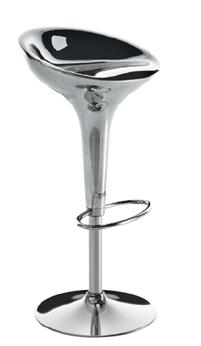 AL BOMBO - フットレスト付きアルミニウム製高さ調節可能スイベルスツール