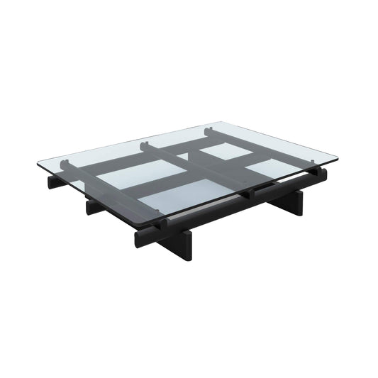 仙口外側長方形ガラスコーヒーテーブル