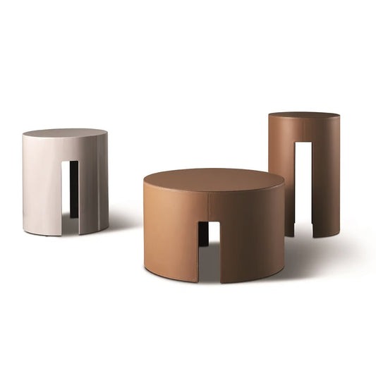 GONG - 低めの丸型木製コーヒーテーブル（サイズ：直径37×高さ60cm）