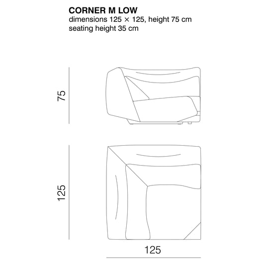 ABSENT - モジュラー ファブリックソファ（モジュール - コーナー M ロー / 張地素材 - カテゴリー600｜ユニフォームメランジ）