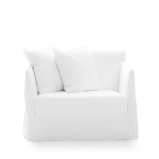 GHOST 09 - Fabric small sofa with removable cover (Upholsetery: Lino Bianco)