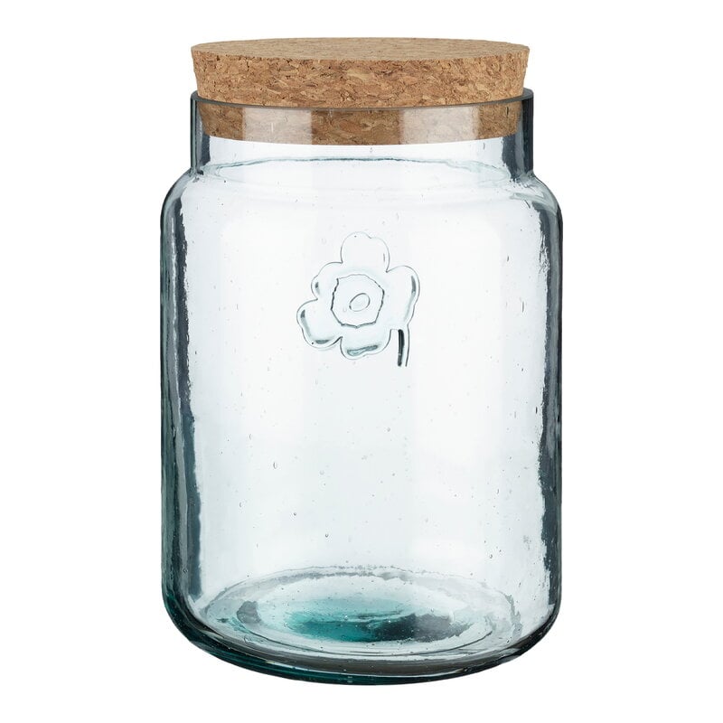 Oiva - Unikko jar by Marimekko #large, recycled glass - cork #