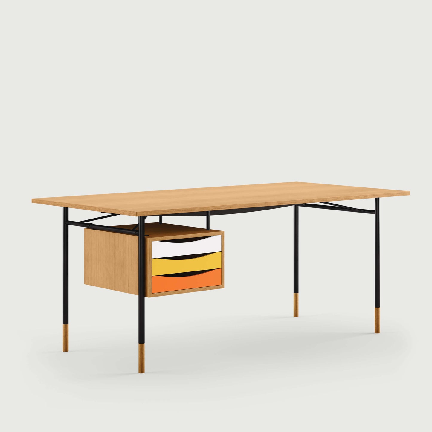 THE NYHAVN DESK W/ TRAY UNIT by House of Finn Juhl #Oak Dark Oil/Black / Warm Colours