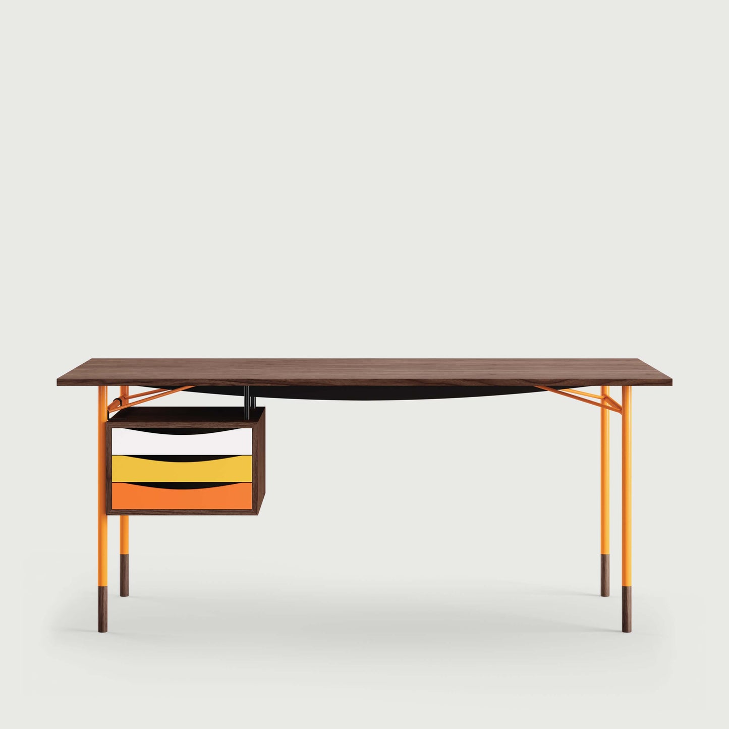 THE NYHAVN DESK W/ TRAY UNIT by House of Finn Juhl #Walnut/Orange / Warm Colours