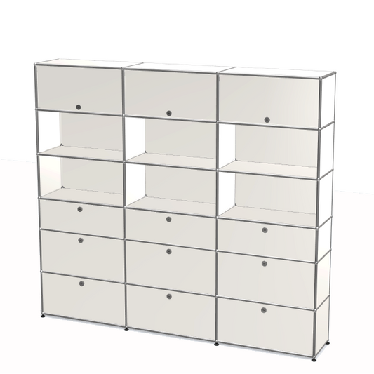 3x6モジュール（9つの下部ドロップダウン扉と3つの上部フリップアップ扉） [W(750+750+750)XD350XH(350+350+250+350+350+350)]